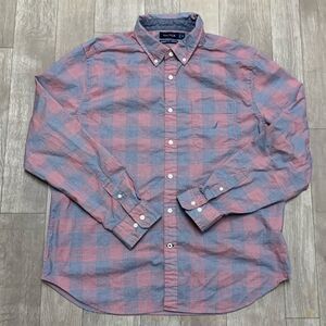 Mens Nautica Classic Fit Stretch Checkered Button Down‎ Casual Dress Shirt